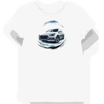 Koszulka damska biała z dynamicznym logo motorowym Hyundai