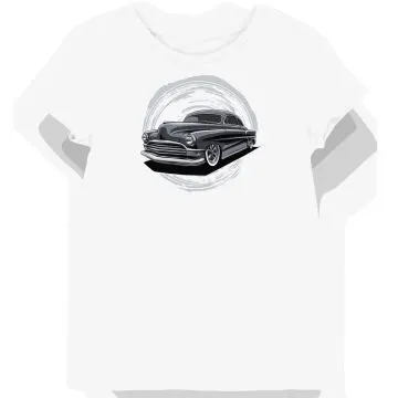 Koszulka damska biała z motywem Hudson Hornet w stylu motorowym
