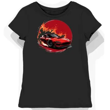 Koszulka damska czarna z Wyścigowym Motywem Mazda RX7