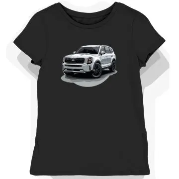 Koszulka damska czarna z Motywem SUV w Mgle
