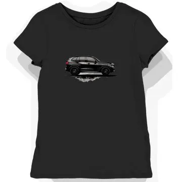 Koszulka damska czarna z dynamicznym motywem SUV w cieniu