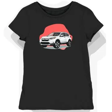 Koszulka damska czarna z dynamicznym SUV-em Honda