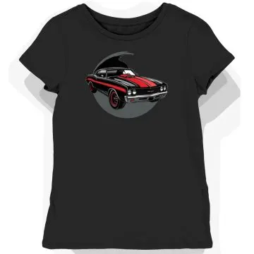 Koszulka damska czarna z dynamiczną sylwetką Oldsmobile 442