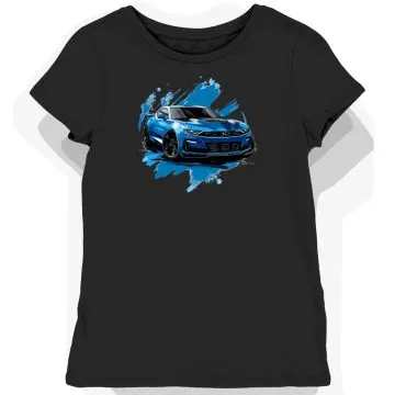 Koszulka damska czarna z Futurystycznym Motywem Camaro SS