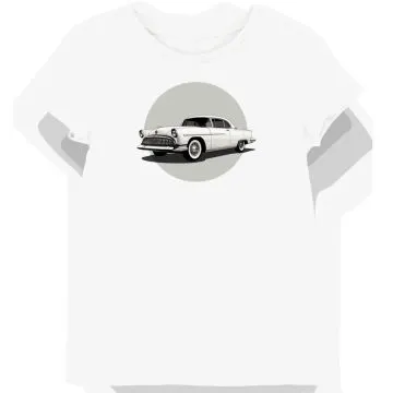 Koszulka damska biała z klasycznym samochodem Chrysler 300 z 1955 roku