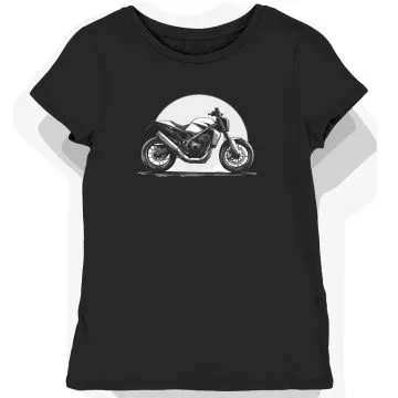 Koszulka damska czarna z motywem eleganckiego motocykla turystycznego