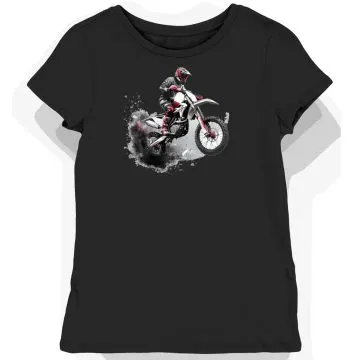 Koszulka damska czarna Dynamiczna Jazda Motocyklem w Pełnym Błysku