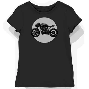 Koszulka damska czarna Z Motywem Futurystycznego Stylu Motocyklowego