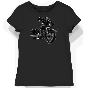 Koszulka damska czarna z motywem motocykla w ruchu