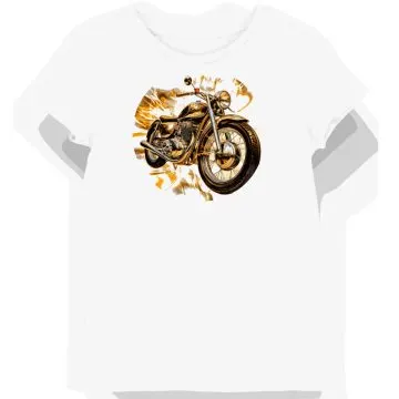 Koszulka damska biała z motocyklowym wzorem lśniącego metalicznego stylu