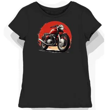 Koszulka damska czarna z klasycznym motocyklem Honda