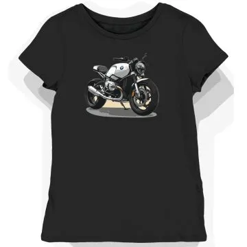 Koszulka damska czarna z nowoczesnym motocyklem w dynamicznym stylu