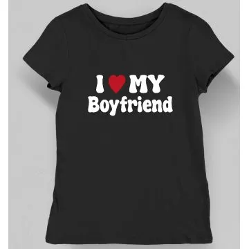 Koszulka damska walentynki i love my boyfriend czarna