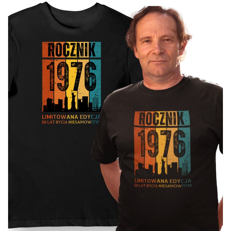 Koszulka na 50 urodziny Rocznik 1976 limitowana edycja czarna