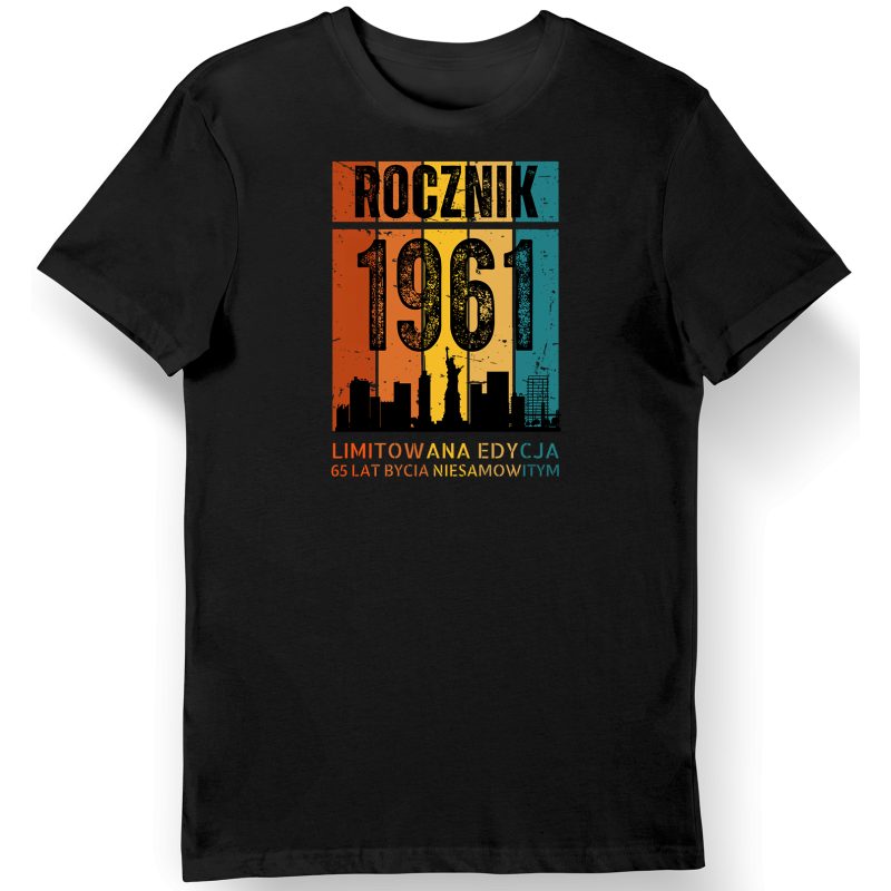 Koszulka męska na 65 urodziny 1961 limitowana edycja czarna