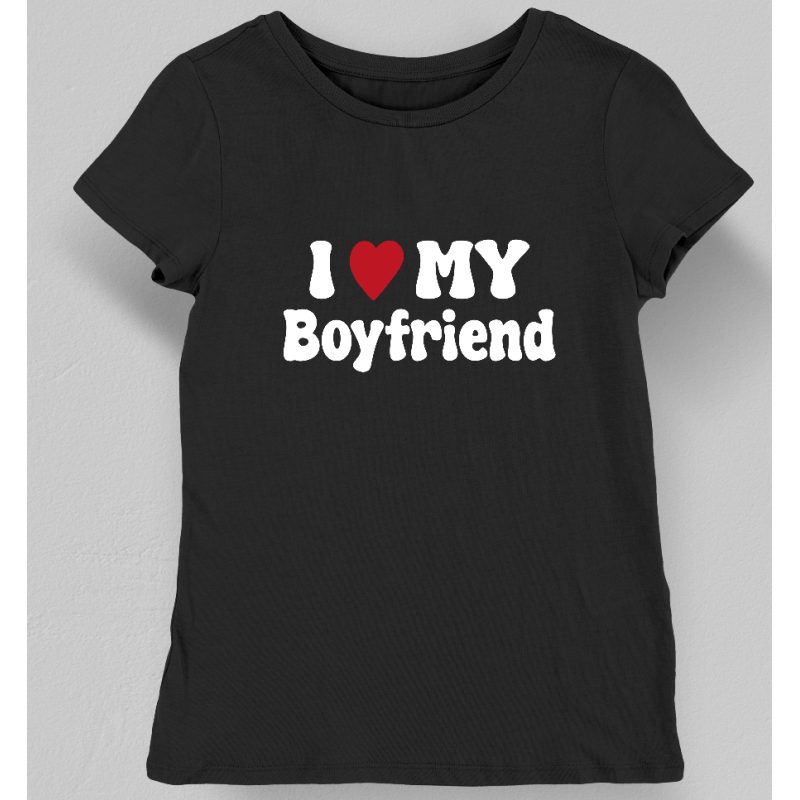 Koszulka damska walentynki i love my boyfriend czarna