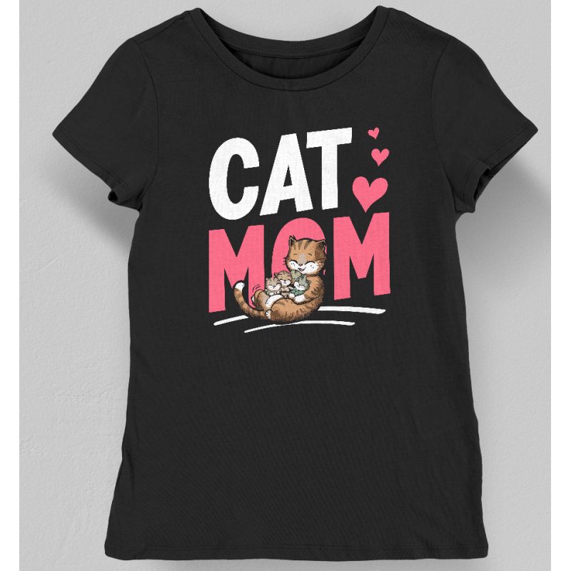 Koszulka damska cat mom czarna