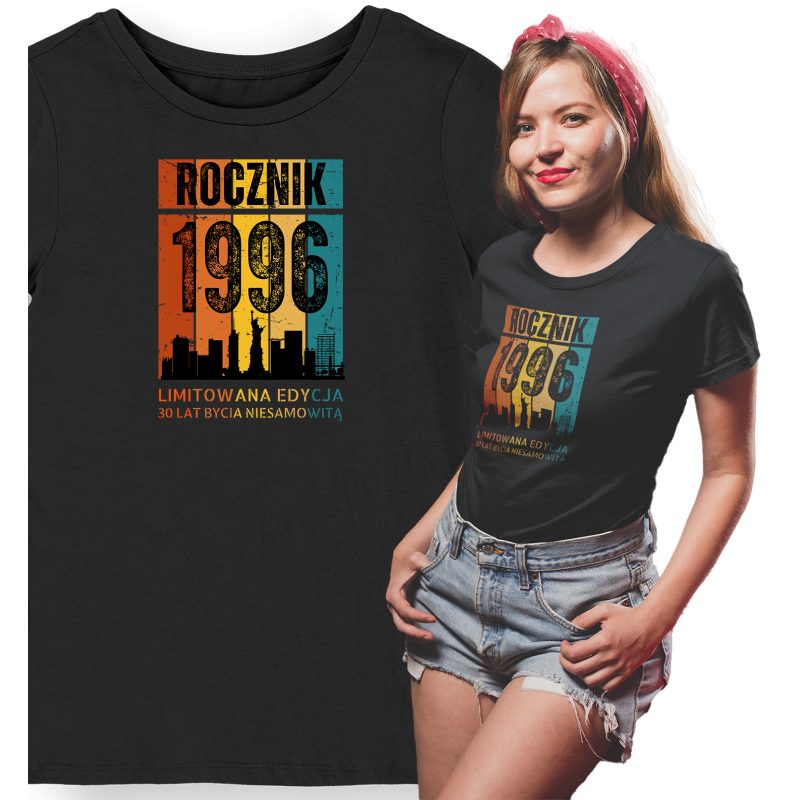 Koszulka damska na 30 urodziny 1996 limitowana edycja czarna