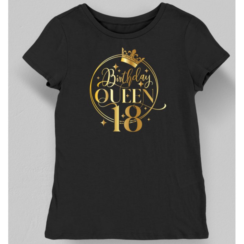 Koszulka damska na 18 urodziny Birthday Queen 18 Czarna