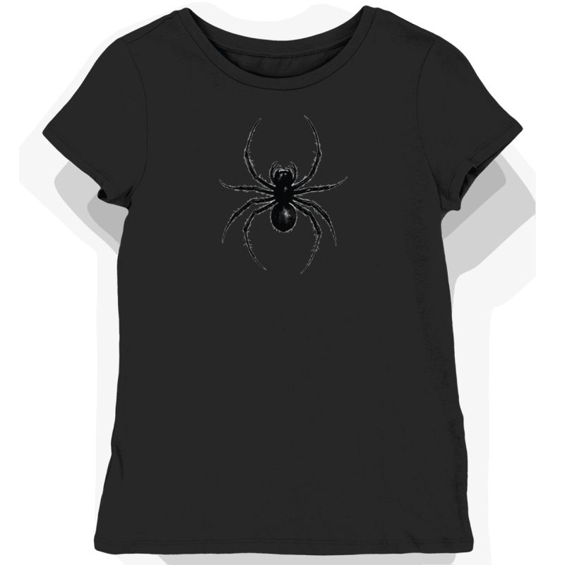 Koszulka damska czarna z motywem pająka w cieniu