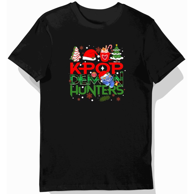 Koszulka dziecięca czarna z motywem kpop demon kpop świąteczna prezent