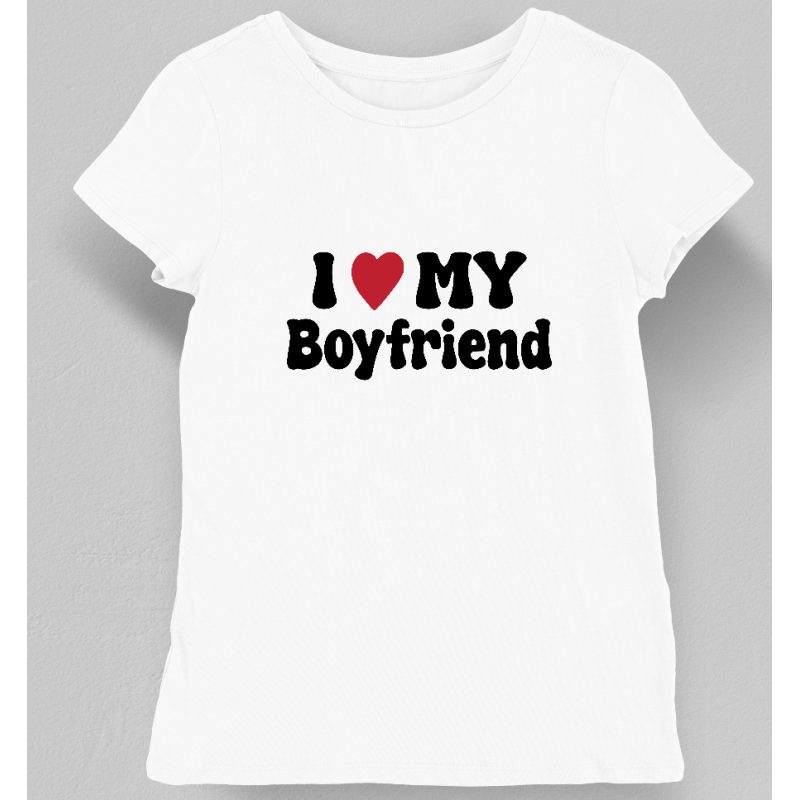 Koszulka damska walentynki i love my boyfriend biała
