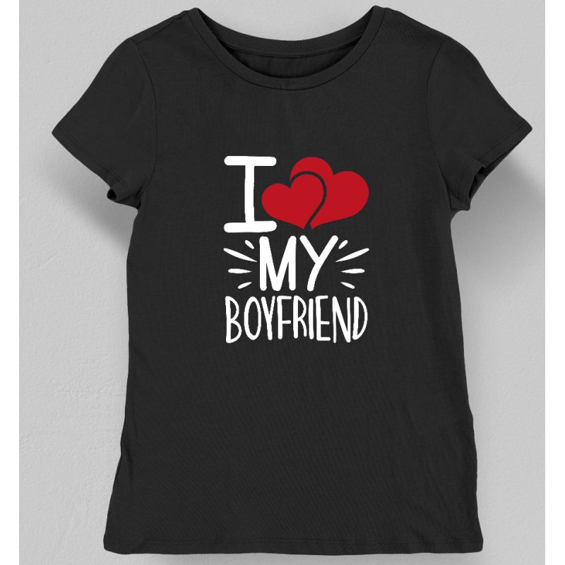 Koszulka damska i love my boyfriend czarna