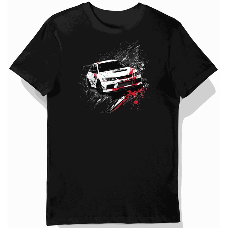 Koszulka męska czarna Szybkość i Wygoda Lancer Evo