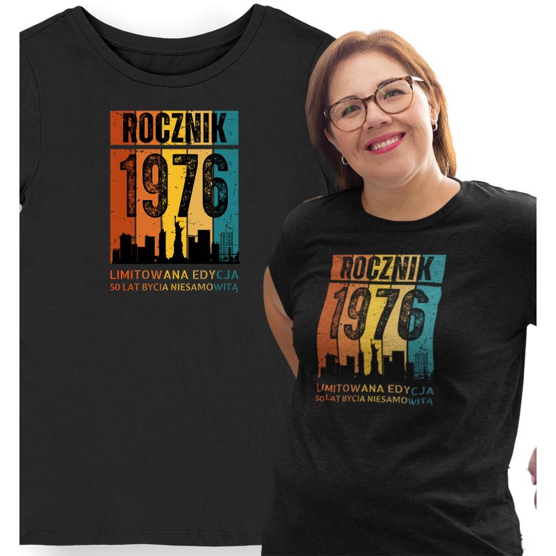 Koszulka damska na 50 urodziny 1976 limitowana edycja czarna