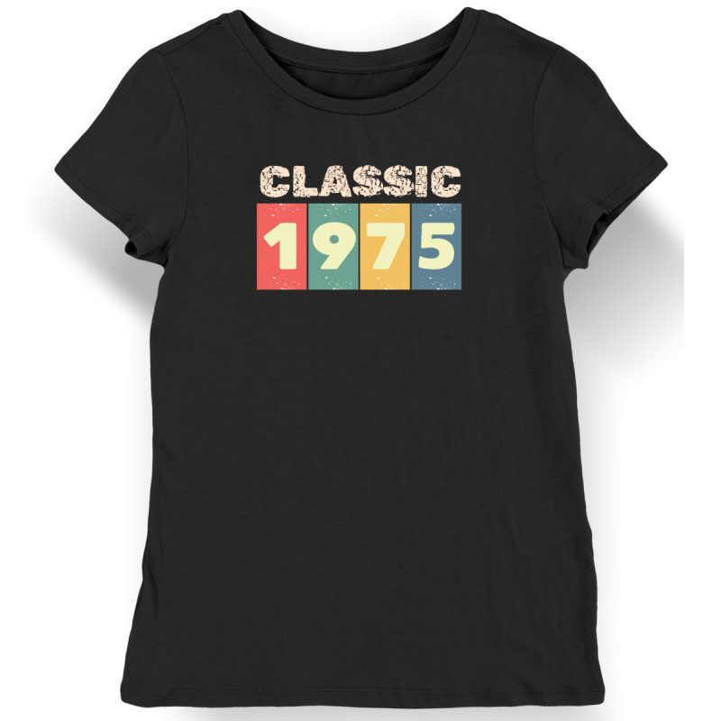 Koszulka damska na 50 urodziny Classic 1975 czarna