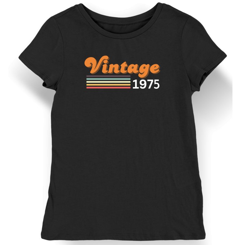 Koszulka damska na 50 urodziny Vintage 1975 czarna