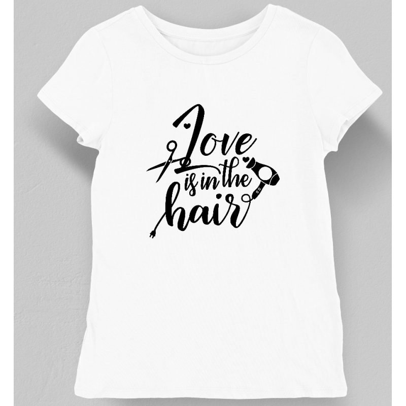 Koszulka damska dla fryzjerki love is in the hair biała
