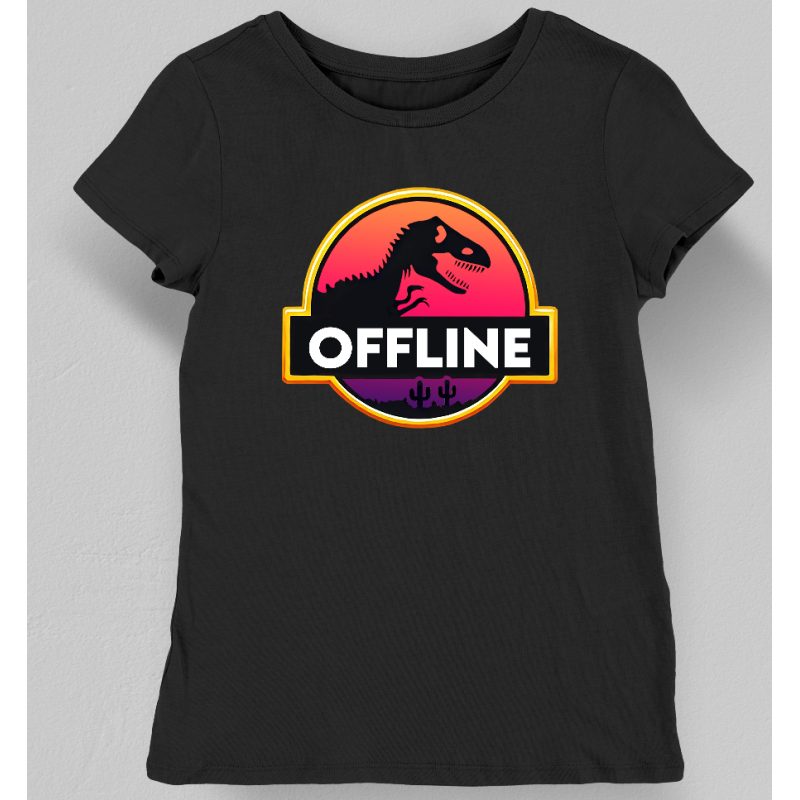 Koszulka damska offline dinozaur czarna