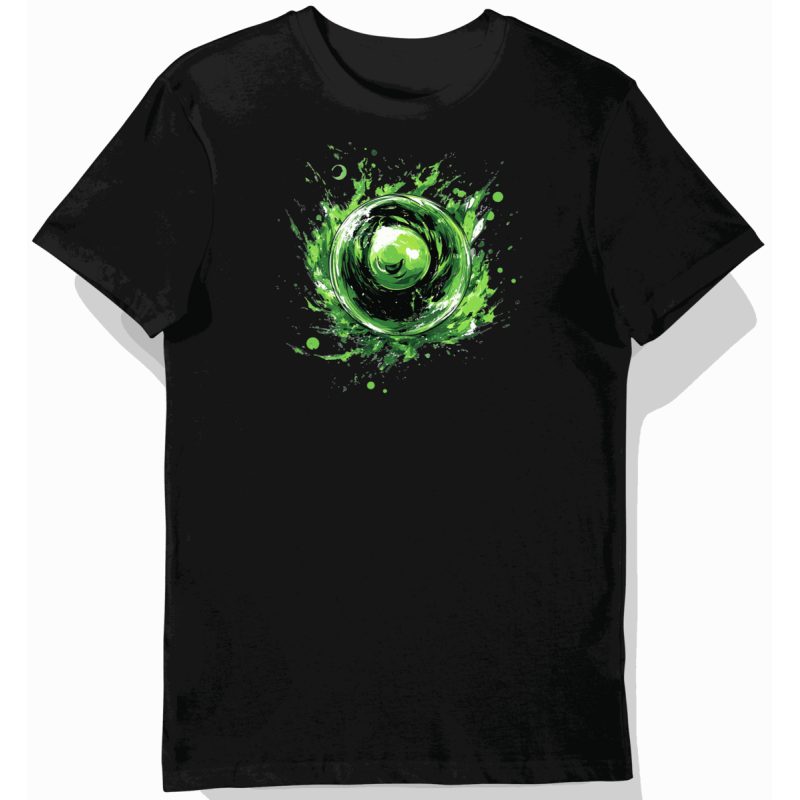 Koszulka męska czarna z motywem Zielone Rasengan Naruto