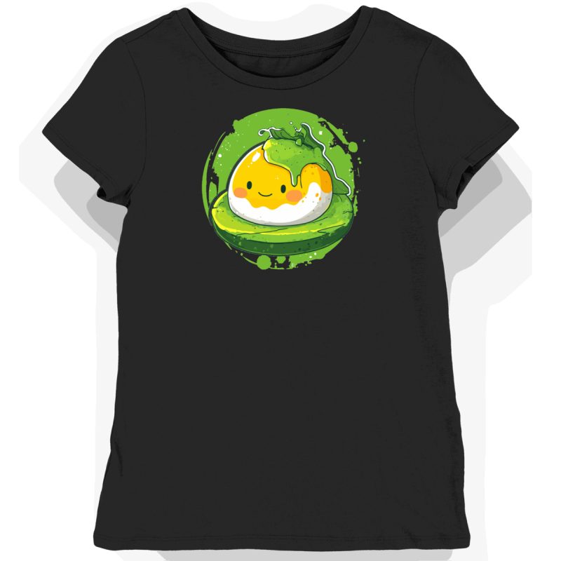 Koszulka damska czarna z nadrukiem Kawaii Gudetama