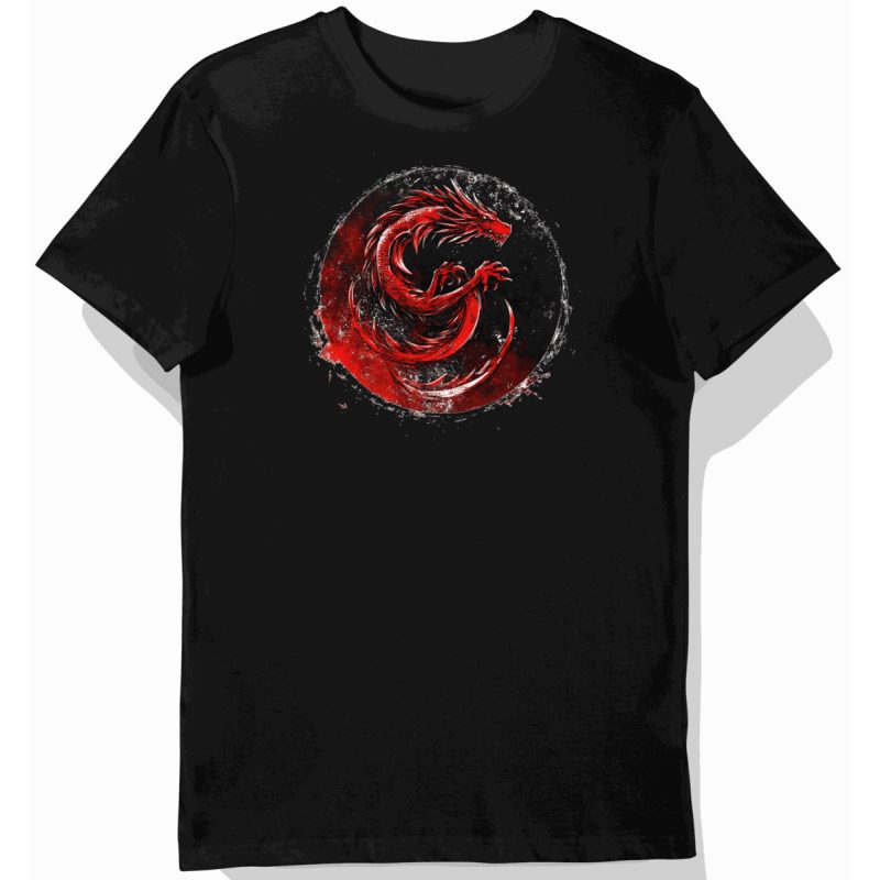 Koszulka męska czarna z nadrukiem herbu Targaryen