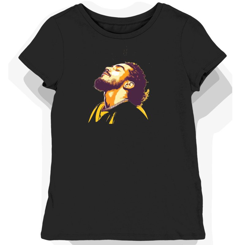 Koszulka damska czarna z nadrukiem inspirowanym Post Malone