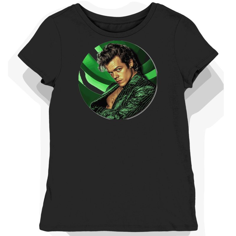 Koszulka damska czarna z motywem retro muzyki Harry Styles