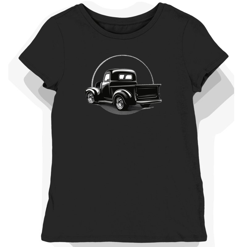 Koszulka damska czarna z grafiką vintage truck