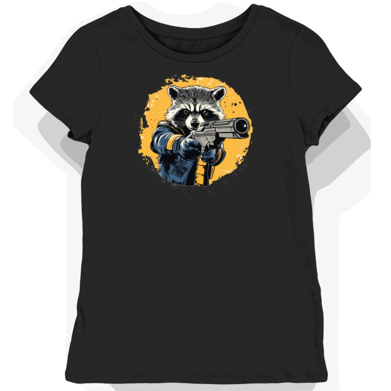 Koszulka damska czarna z grafiką Rocket Raccoon
