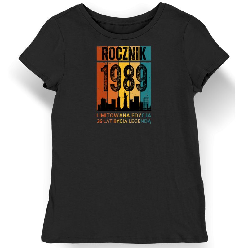 Koszulka damska czarna 1989 urodziny 36 lat prezent