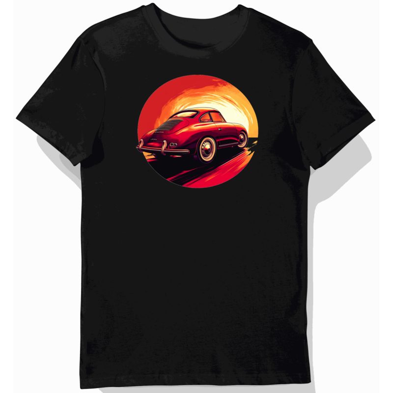 Koszulka męska czarna z motywem czerwonego Porsche 356 6247