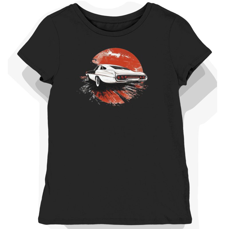 Koszulka damska czarna z grafiką Falcon GT z lat 70.