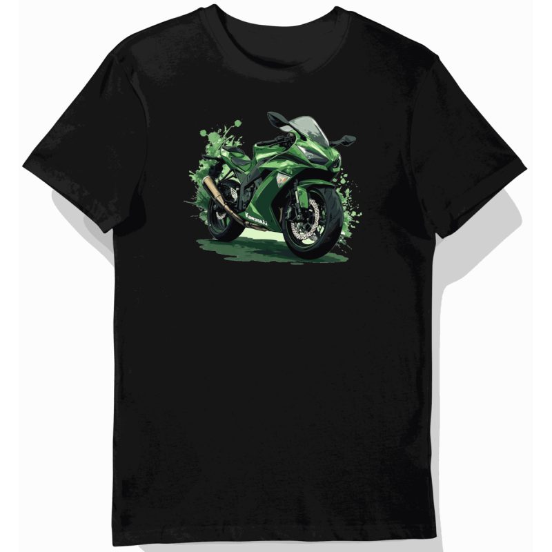Koszulka męska czarna Motocyklowa Kawasaki Przygody