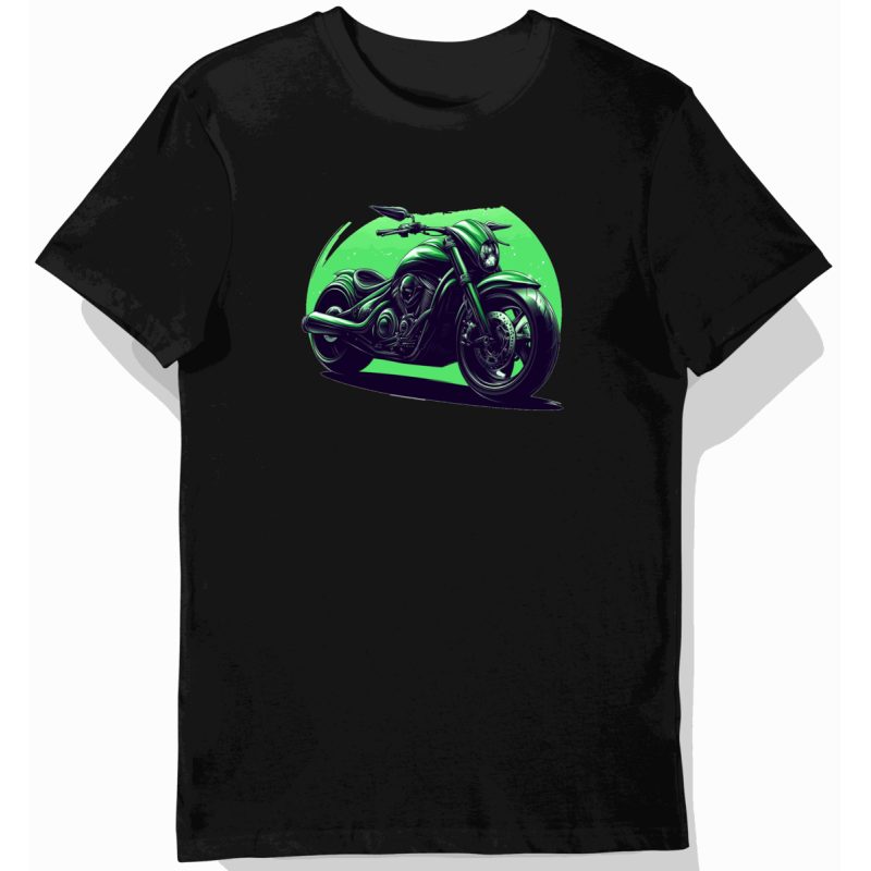 Koszulka męska czarna Zmotoryzowana Elegancja z Kawasaki Vulcan