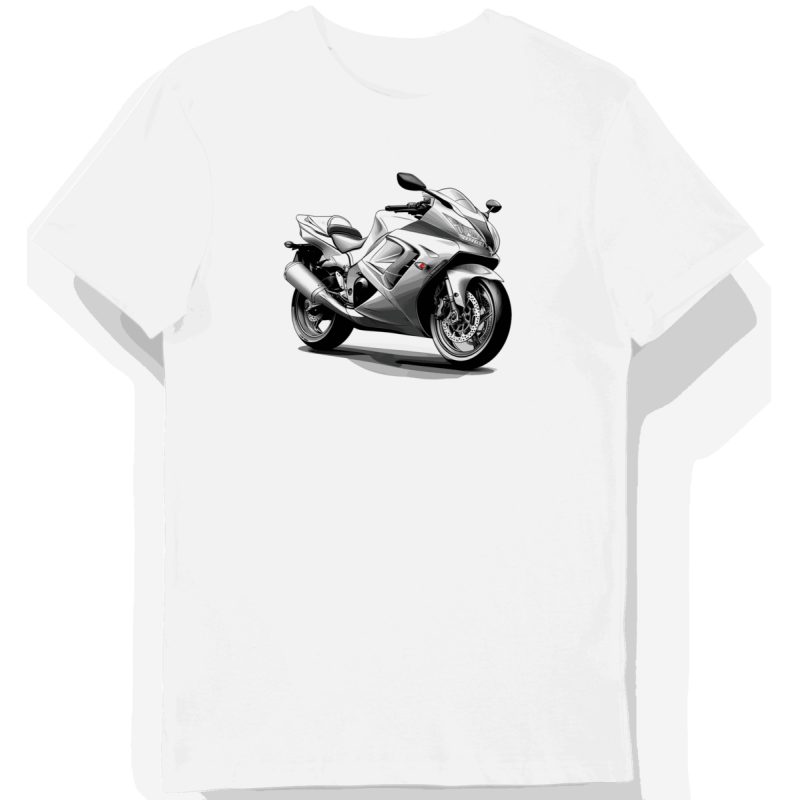 Koszulka męska biała z motywem eleganckiego motocykla Honda