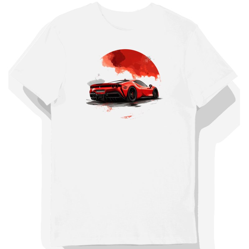 Koszulka męska biała z Motywem Wyścigowym Ferrari SF90 Stradale