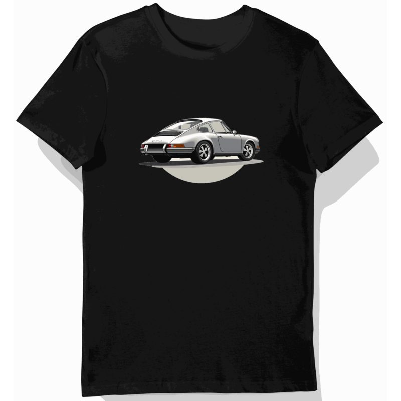 Koszulka męska czarna Detaliczna Klasyka Porsche 911 1968