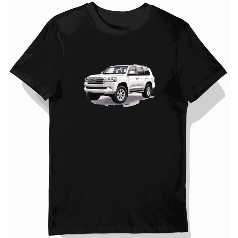 Koszulka męska czarna z motywem Land Cruiser w świetle