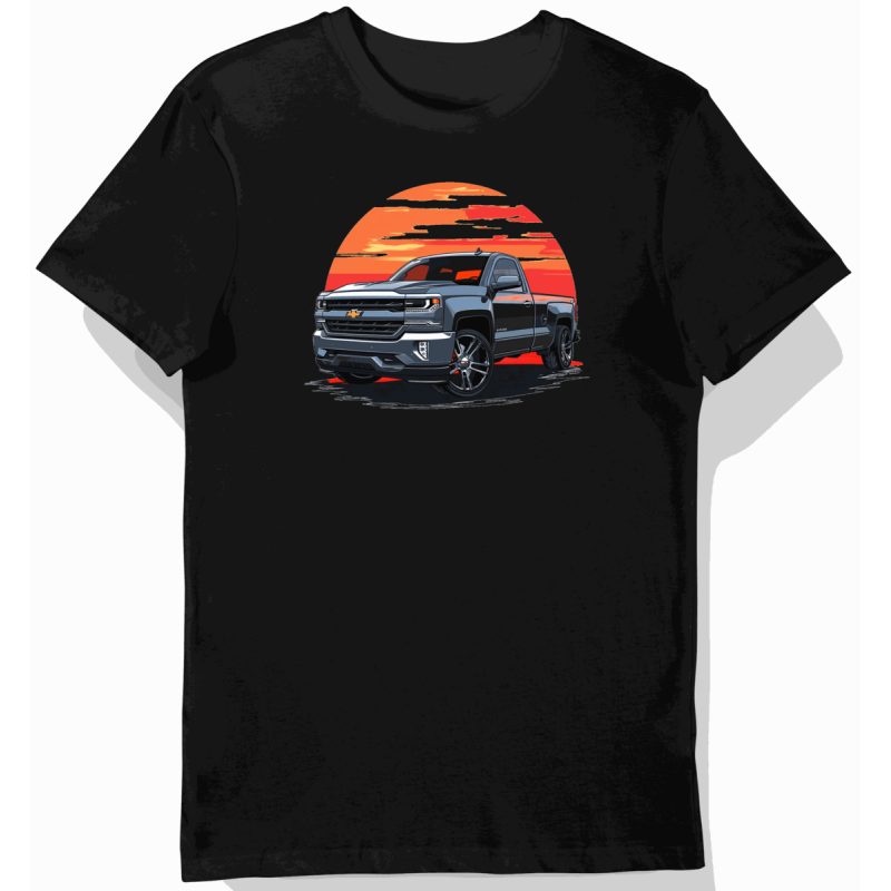 Koszulka męska czarna z Motywem Srebrnej Legendy Silverado